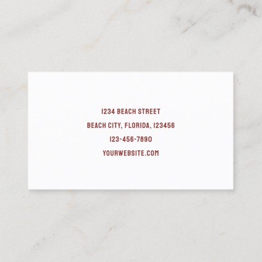 Strandstoelen bruin wit rustiek visitekaartje (Achterkant)