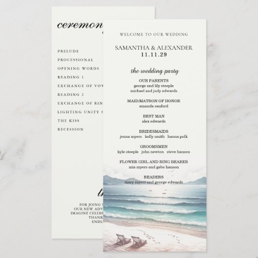 Strandstoelen Ceremonie Programma (Voorkant / Achterkant)
