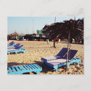 Strandstoelen op Candolim-strand in Goa India Briefkaart