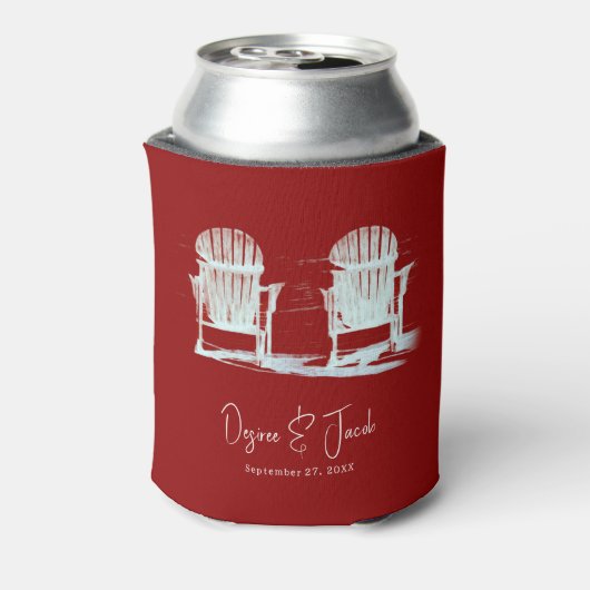 Strandstoelen Rood Wit Rustieke Bruiloft Blikjeskoeler (Blikje Achterkant)