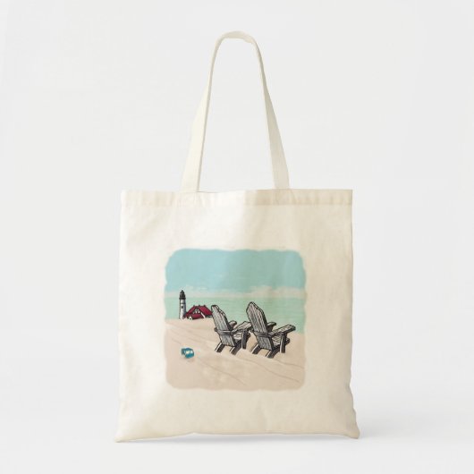 Strandstoelen vuurtoren boodschappentas tote bag (Voorkant)