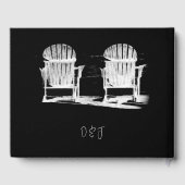 Strandstoelen zwart-wit bruiloft gastenboek (Achterkant)