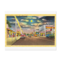 Strandstraat bij nacht in Savin Rock, CT