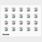 Strandsurfen eerste verjaardag ronde sticker (Vel)