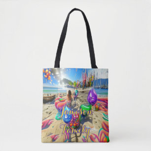 Strandtas Familie Zand Welkom Ballonnen Draagtas