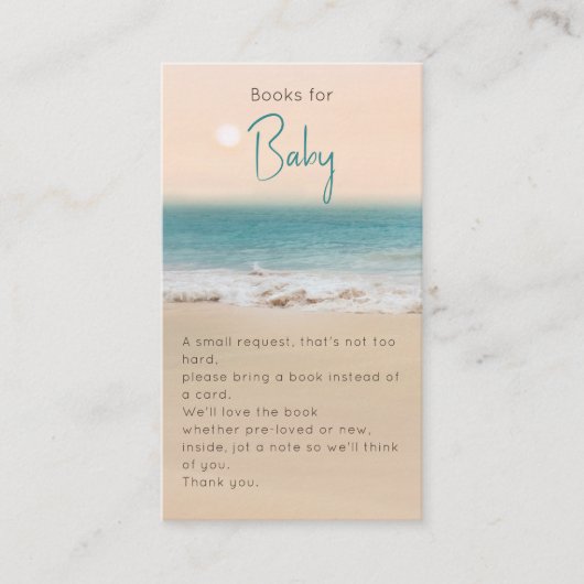 Strandthema boeken voor Baby shower Informatiekaartje (Voorkant)