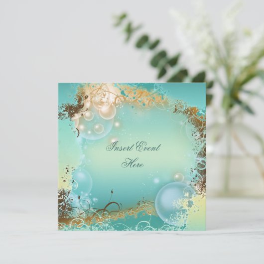 Strandthema bruiloft - elegant feest kaart (Staand voorkant)