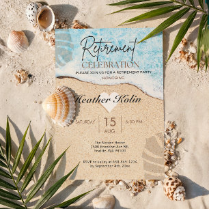 Strandthema Pensioenfeest Online Printbare Materia Kaart