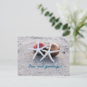 Strandthema Post Kaart met zeesterren en Ornamente (Staand voorkant)