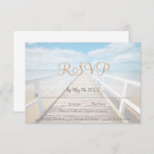 Strandthema Seaside / Oceanside Wedding RSVP Kaart (Voorkant / Achterkant)