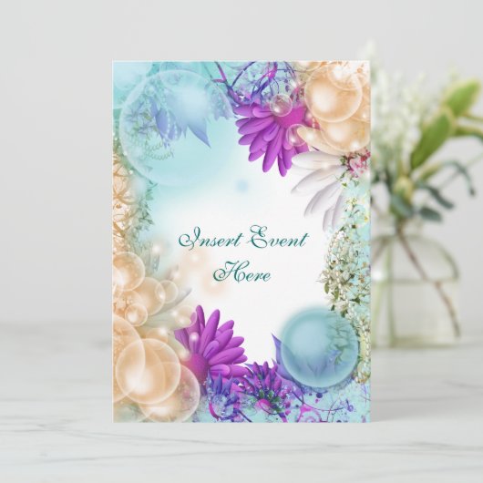 Strandthema tropisch elegant feest kaart (Staand voorkant)