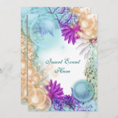 Strandthema tropisch elegant feest kaart (Voorkant / Achterkant)