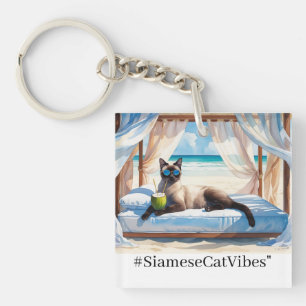 Strandthema voor Siamese kattenliefhebbers Sleutelhanger