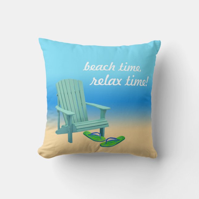 Strandtijd, ontspan tijd! buitenkussen (Voorkant)