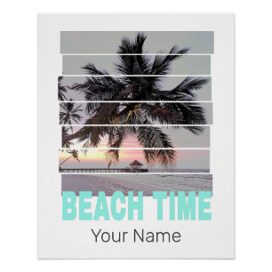 Strandtijd Pier Palm Sunset Souvenir Perfect Poster