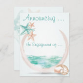 Strandtrouw met zeebries verlovingsfeest aankondiging (Voorkant / Achterkant)