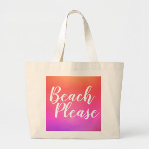 Strandtypografie Sinaasappel Roze Ombre Grote Tote Bag