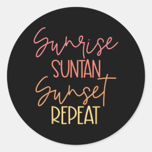 Strandvakantie Zonsopgang Zonnebrand Zonsopgang He Ronde Sticker