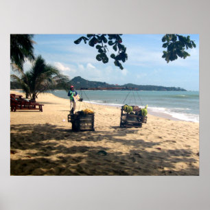 Strandverkopers ... Lamai-strand, Koh Samui-eiland Poster