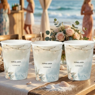 Strandverlichting Elegant Minimaal Modern huwelijk Papieren Bekers
