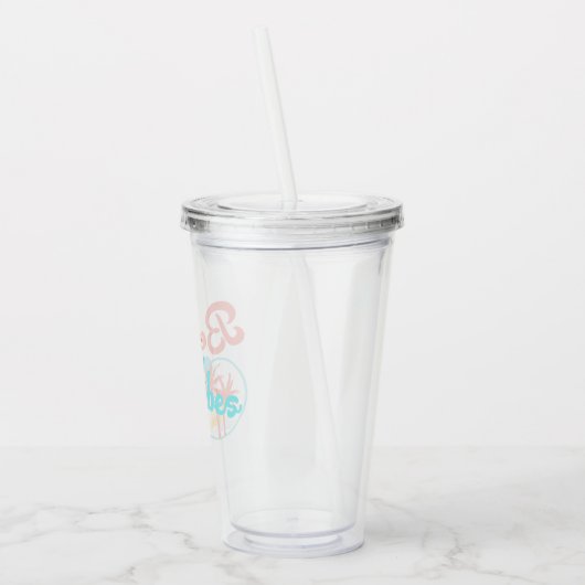 Strandvibes koraal en blauw acryl drinkbeker (Links)