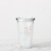 Strandvibes koraal en blauw acryl drinkbeker (Achterkant)
