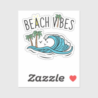 Strandvibes oceaangolven Palmboom zonsondergang Sticker