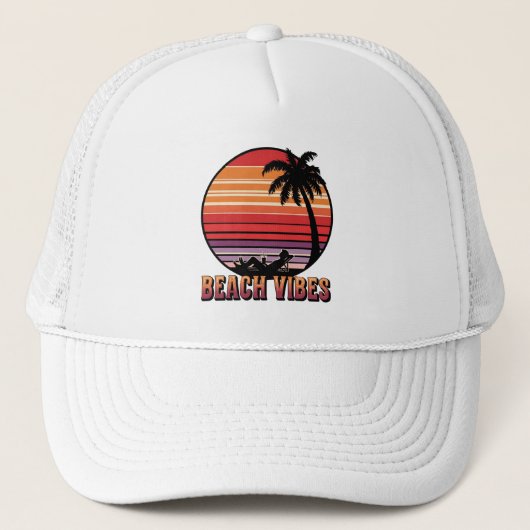 Strandvibes - Retro Sunset Trucker Pet (Voorkant)