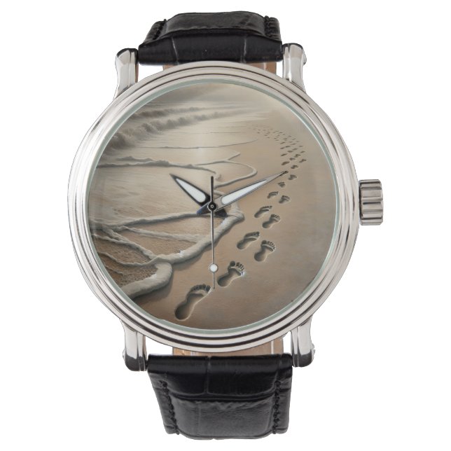 Strandvoetafdrukken met oceaanschuim horloge (Voorkant)