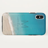 Strandwater en zand met Blauwgroen blauw gepersona Case-Mate iPhone Case (Achterkant (horizontaal))