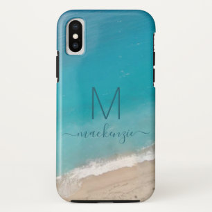 Strandwater en zand met Blauwgroen blauw gepersona iPhone X Hoesje
