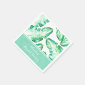 Strandwit & groen tropisch blad bruiloft servetten (Hoek)