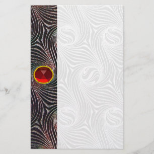 STRANGE CIRCLES, SWIRLS, Red Ruby Gemstone Briefpapier