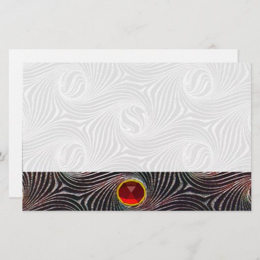 STRANGE CIRCLES, SWIRLS, Red Ruby Gemstone Briefpapier (Voorkant / Achterkant)