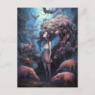 Strange Mutated Woman Surreal Art Briefkaart