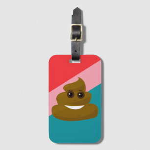 Strange Poop Emoji on Stripes Bagagelabel