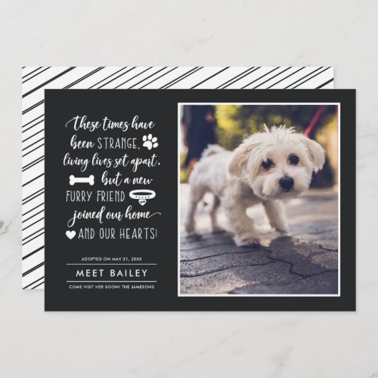 Strange Times New Pet Photo Faire-part | Noir (Devant / Derrière)