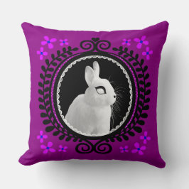 Strange White Bunny: Magenta, Black & Blue Kussen