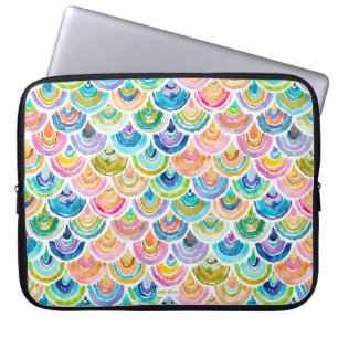 StrANGEBOW Rainbow Waterverf Fish Scale Laptop Sleeve