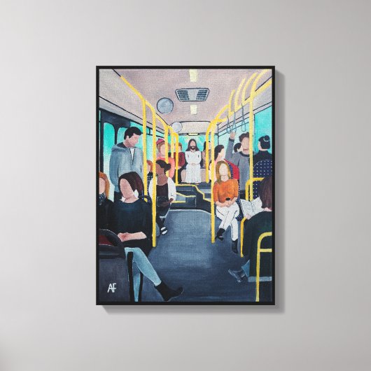 Stranger on the Bus Painting by Alfred Fox Canvas Afdruk (Voorkant)