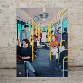 Stranger on the Bus Painting by Alfred Fox Canvas Afdruk