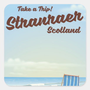 Stranraer Schotland vintage reisposter Vierkante Sticker