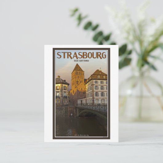 Strasboug - Ill River en St Thomas Briefkaart (Staand voorkant)
