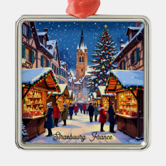 Strasbourg, France Christmas Market Holiday Metalen Ornament