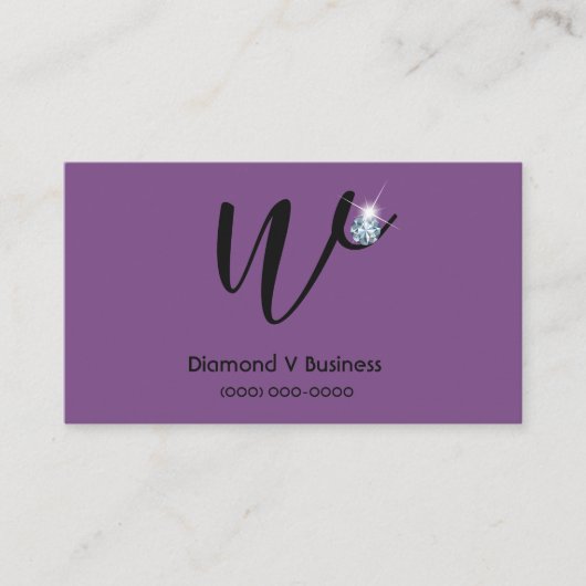 Strass Diamond Logo Initiaal V Visitekaartjes (Voorkant)