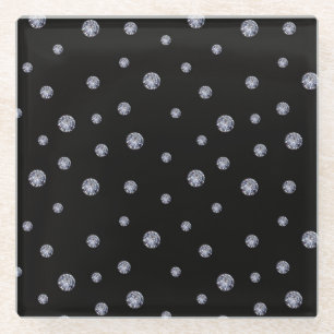 Strass op zwart glazen onderzetter