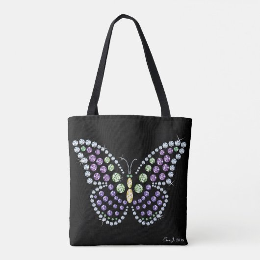 Strass vlinder ontwerp Canvas tas (Achterkant)