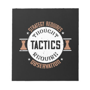 Strategie vereist gedachte, tactiek vereist observ notitieblok
