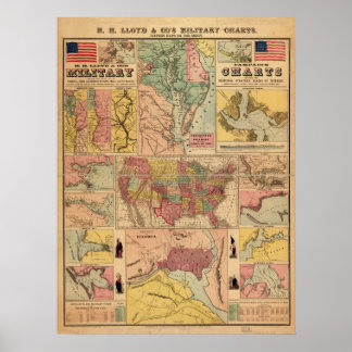 strategische kaarten voor de burgeroorlog, 1861 poster