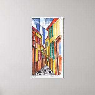 Straten van Bastia   Corsica, Frankrijk Canvas Afdruk
